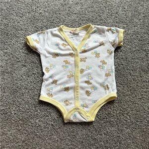 Vintage adorable White and Yellow Baby Onesie